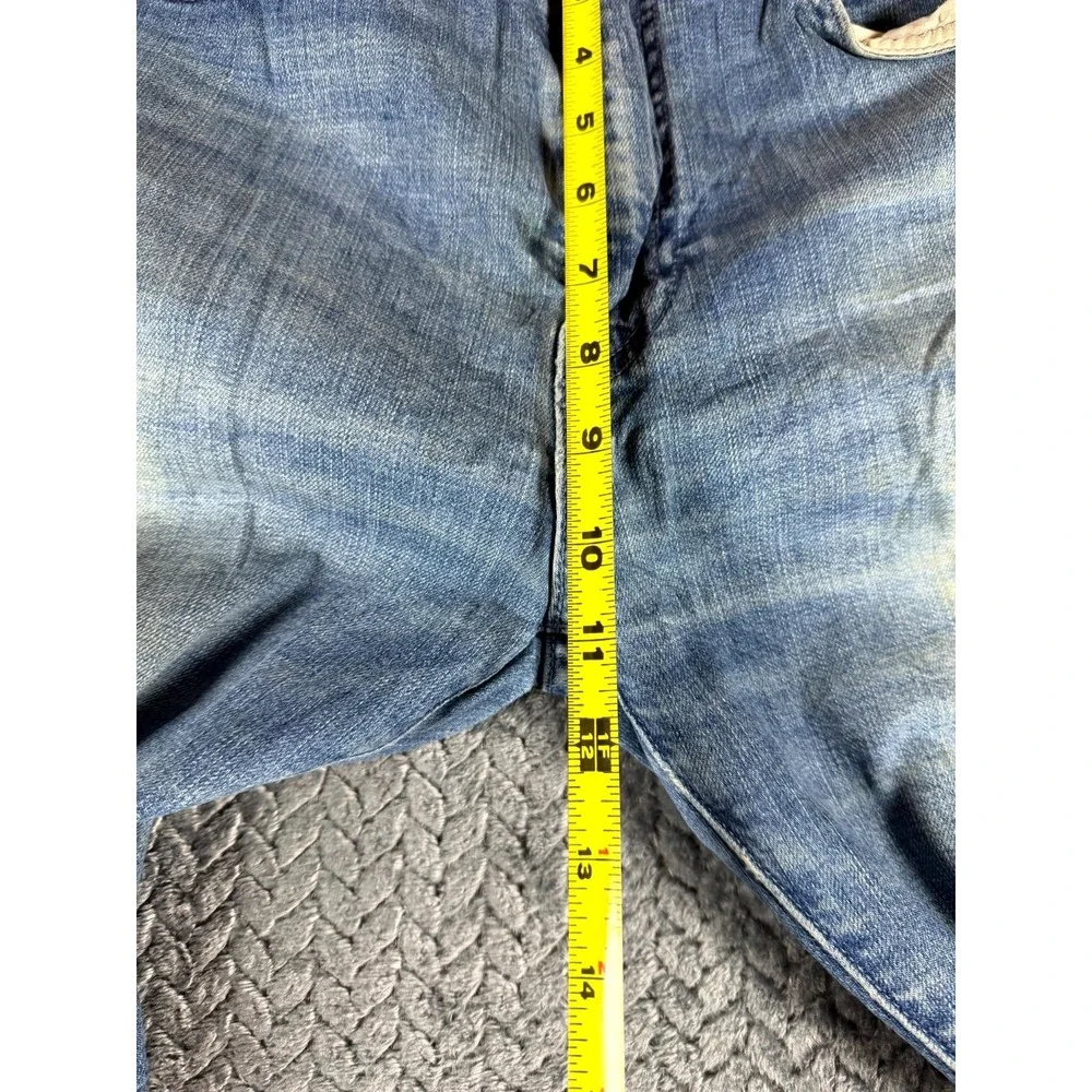 Levi's 502 Straight‎ Jeans Mens 34x32 Blue Whiskering Denim Mid Rise Distressed